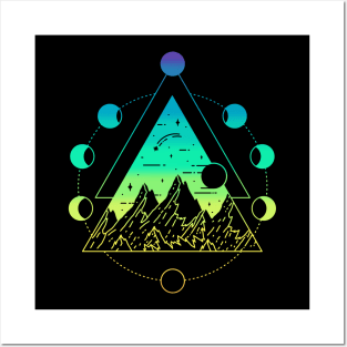 Moon Pyramid - Mountain Night Posters and Art